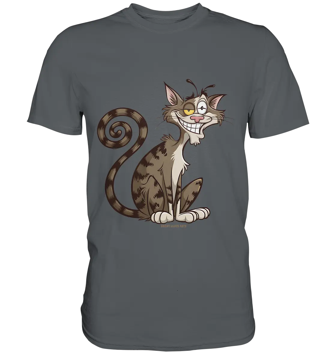 Schelmische Katze mit verschmitztem Grinsen - Premium Shirt Bright Lights Arts