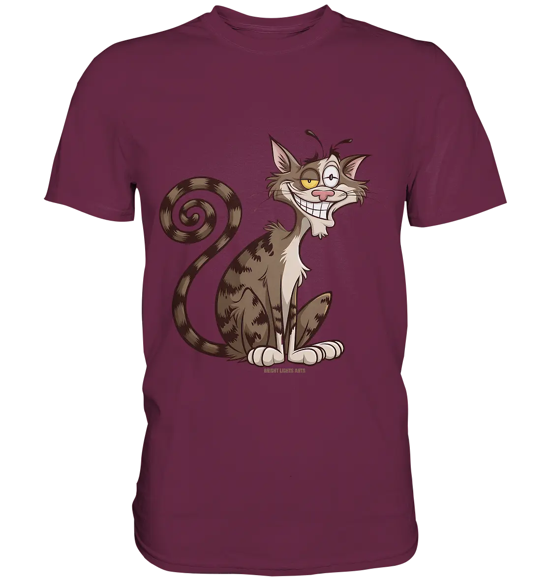 Schelmische Katze mit verschmitztem Grinsen - Premium Shirt Bright Lights Arts