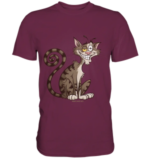 Schelmische Katze mit verschmitztem Grinsen - Premium Shirt Bright Lights Arts