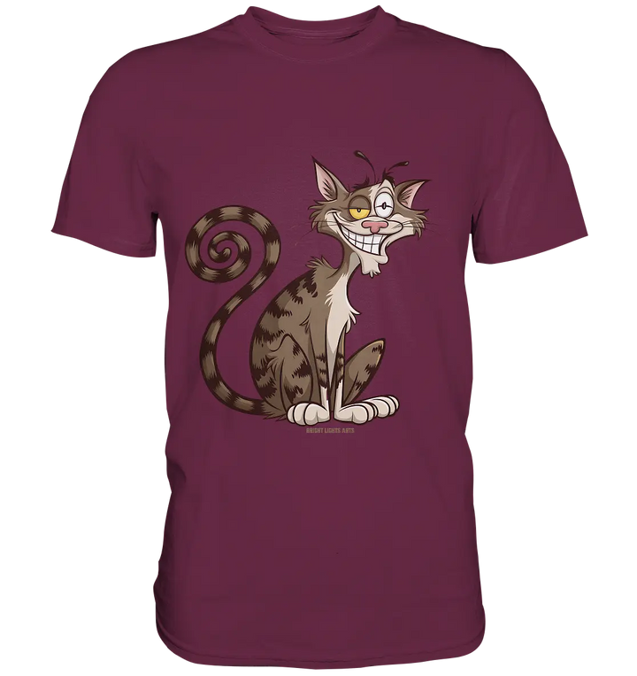 Schelmische Katze mit verschmitztem Grinsen - Premium Shirt Bright Lights Arts