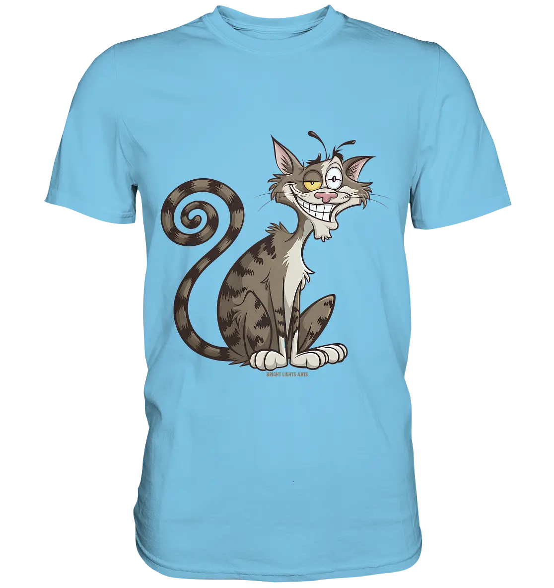 Schelmische Katze mit verschmitztem Grinsen - Premium Shirt Bright Lights Arts