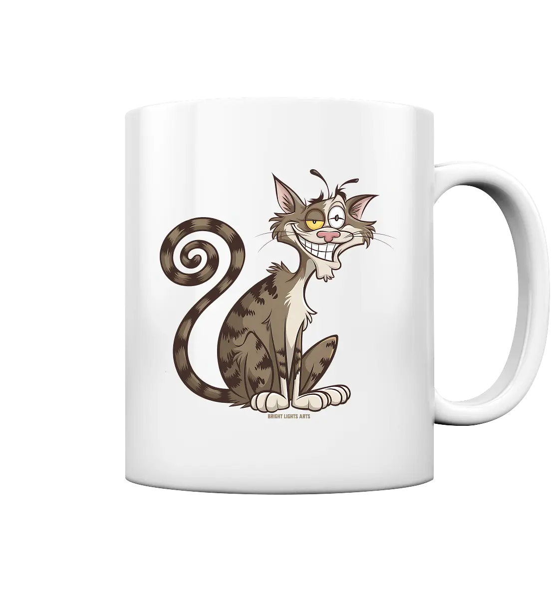 Schelmische Katze mit verschmitztem Grinsen - Tasse glossy Bright Lights Arts