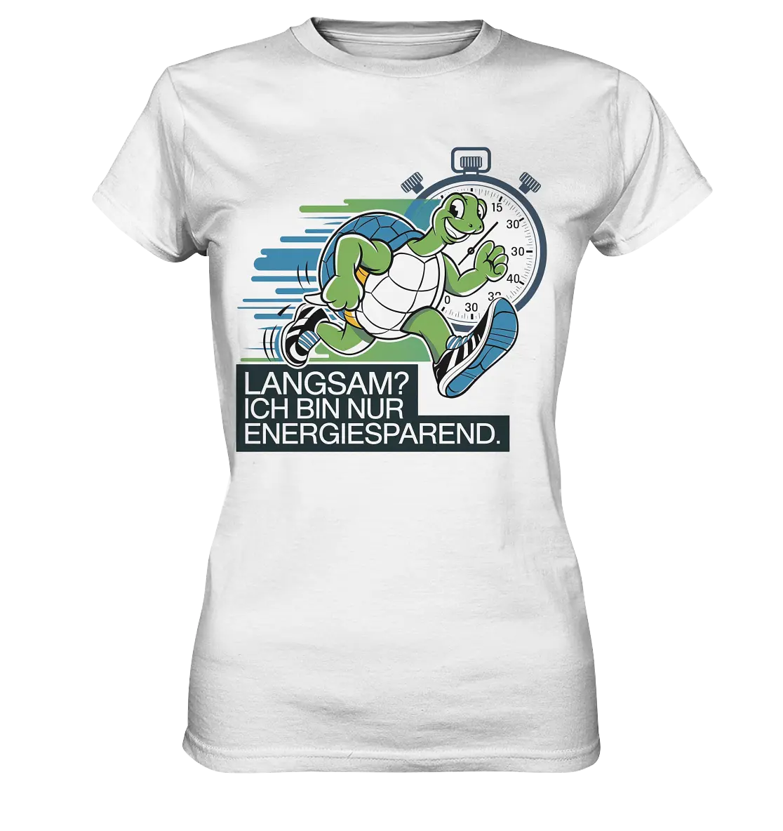 Schildkröte mit Energie – "Langsam? Ich bin nur Energiesparen" - Ladies Premium Shirt Bright Lights Arts