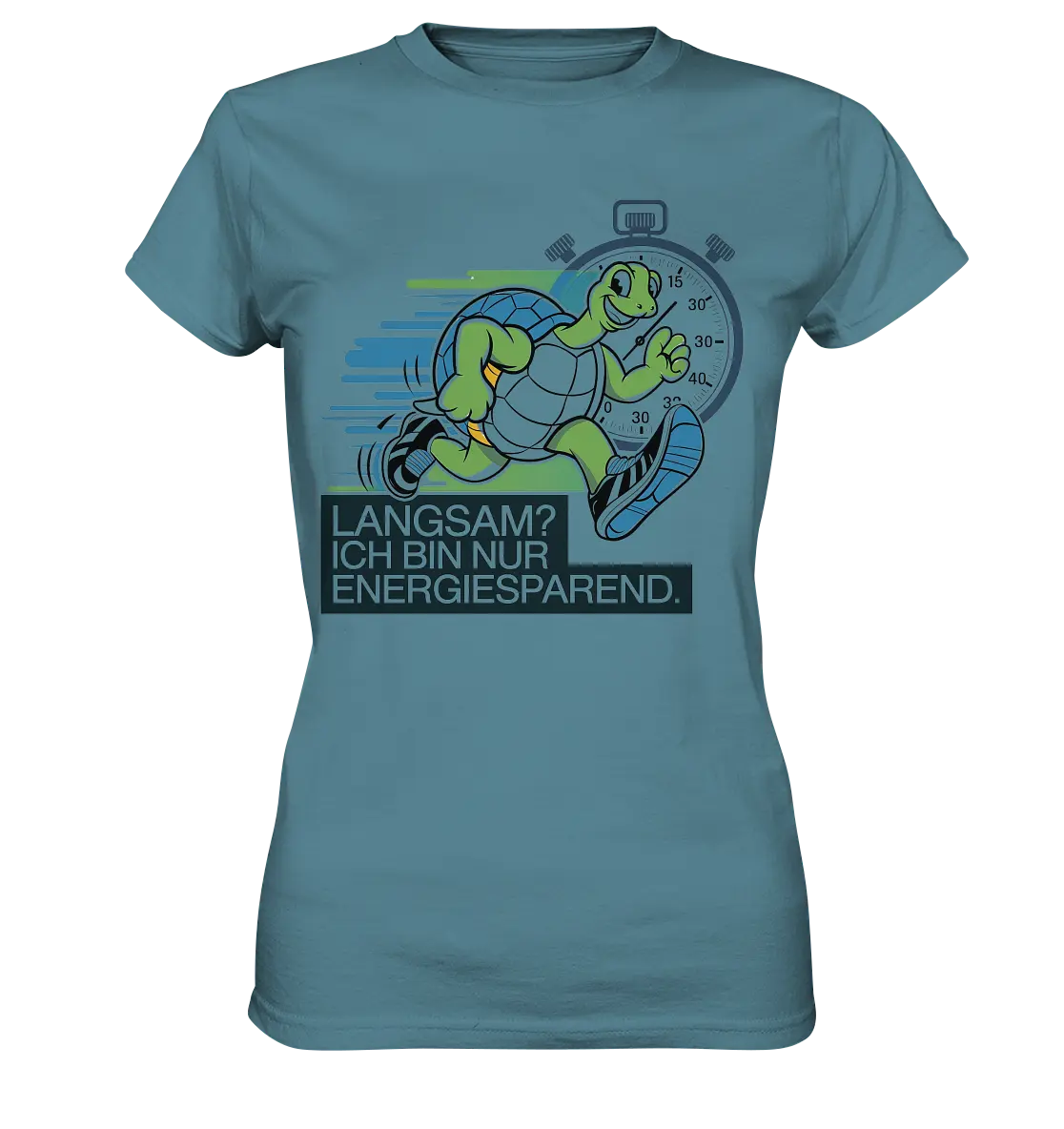 Schildkröte mit Energie – "Langsam? Ich bin nur Energiesparen" - Ladies Premium Shirt Bright Lights Arts