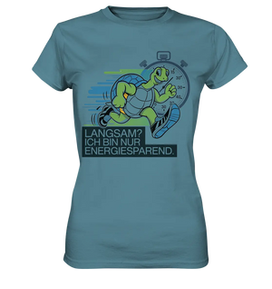 Schildkröte mit Energie – "Langsam? Ich bin nur Energiesparen" - Ladies Premium Shirt Bright Lights Arts