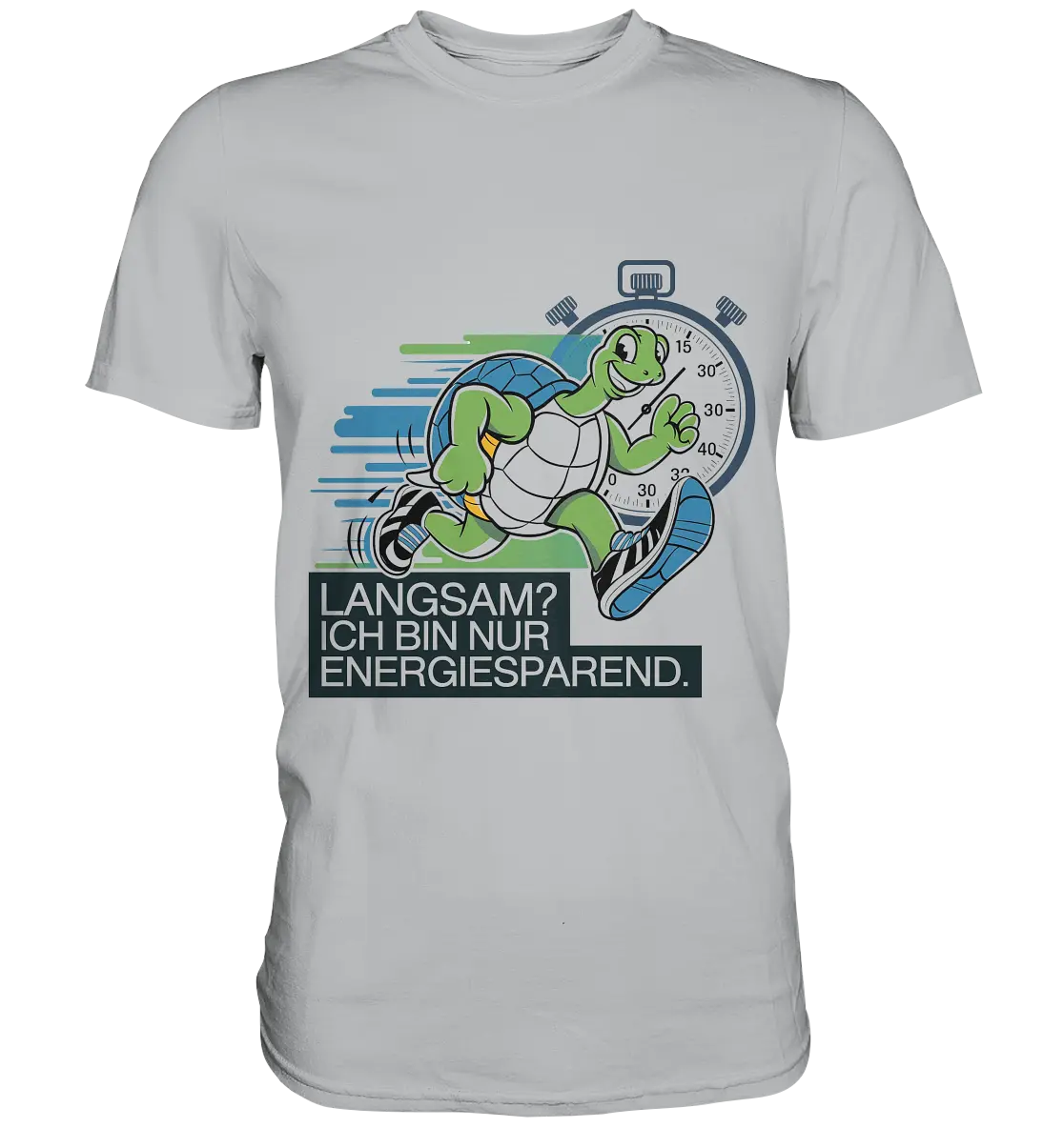 Schildkröte mit Energie – "Langsam? Ich bin nur Energiesparen" - Premium Shirt Bright Lights Arts