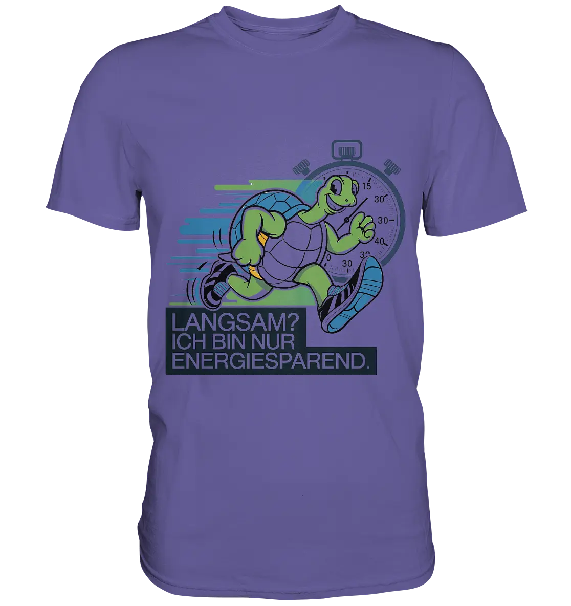 Schildkröte mit Energie – "Langsam? Ich bin nur Energiesparen" - Premium Shirt Bright Lights Arts