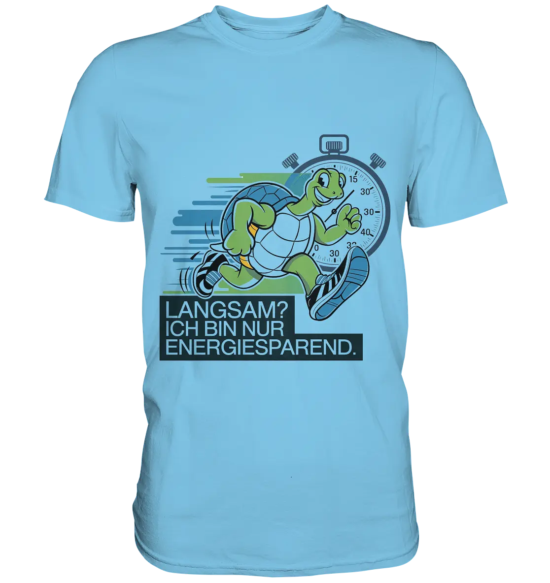 Schildkröte mit Energie – "Langsam? Ich bin nur Energiesparen" - Premium Shirt Bright Lights Arts