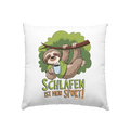 Schlafen ist mein Sport – Lustiges Faultier - Kissen 40x40cm Bright Lights Arts
