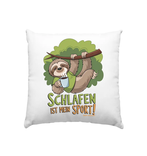 Schlafen ist mein Sport – Lustiges Faultier - Kissen 40x40cm Bright Lights Arts