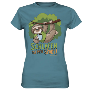 Schlafen ist mein Sport – Lustiges Faultier - Ladies Premium Shirt Bright Lights Arts
