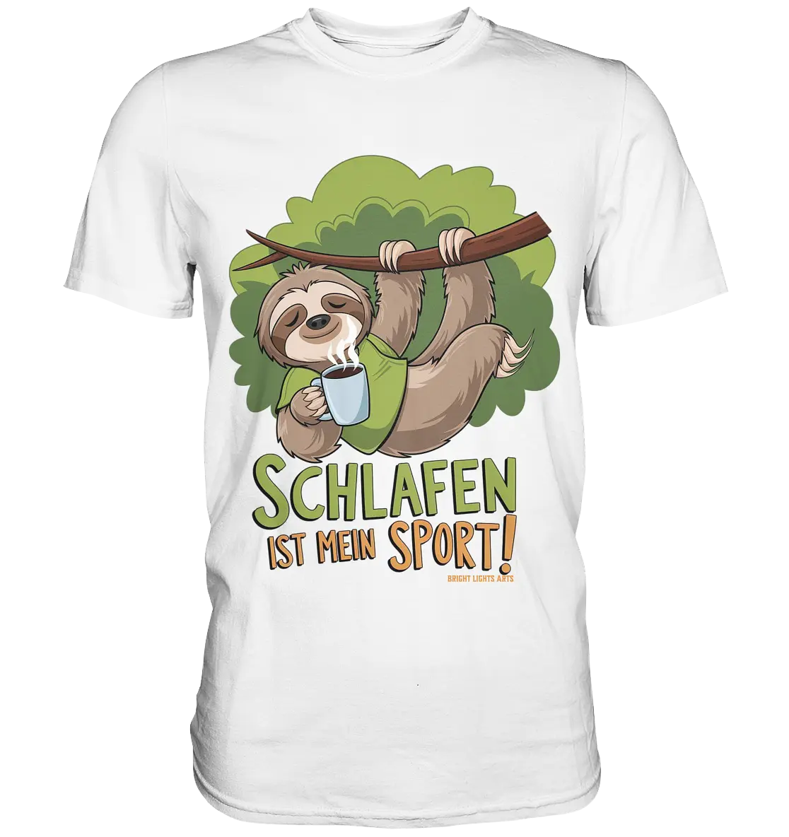 Schlafen ist mein Sport – Lustiges Faultier - Premium Shirt Bright Lights Arts