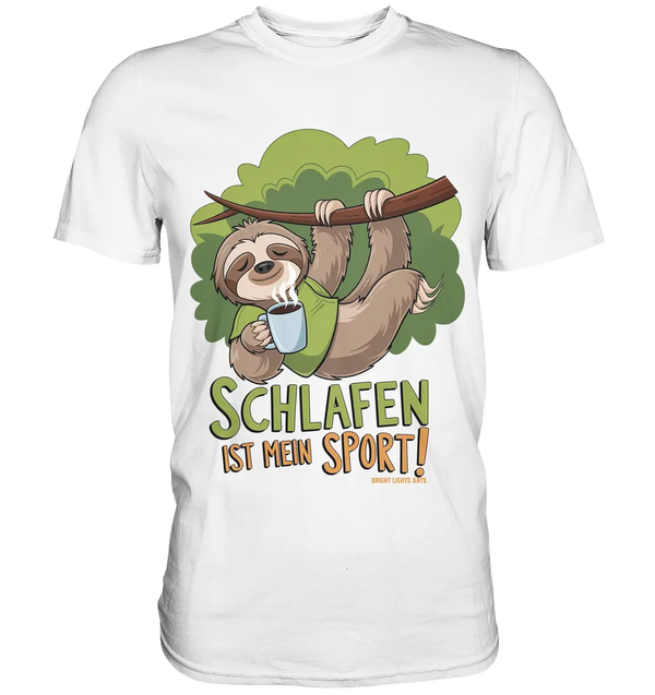 Schlafen ist mein Sport – Lustiges Faultier - Premium Shirt Bright Lights Arts