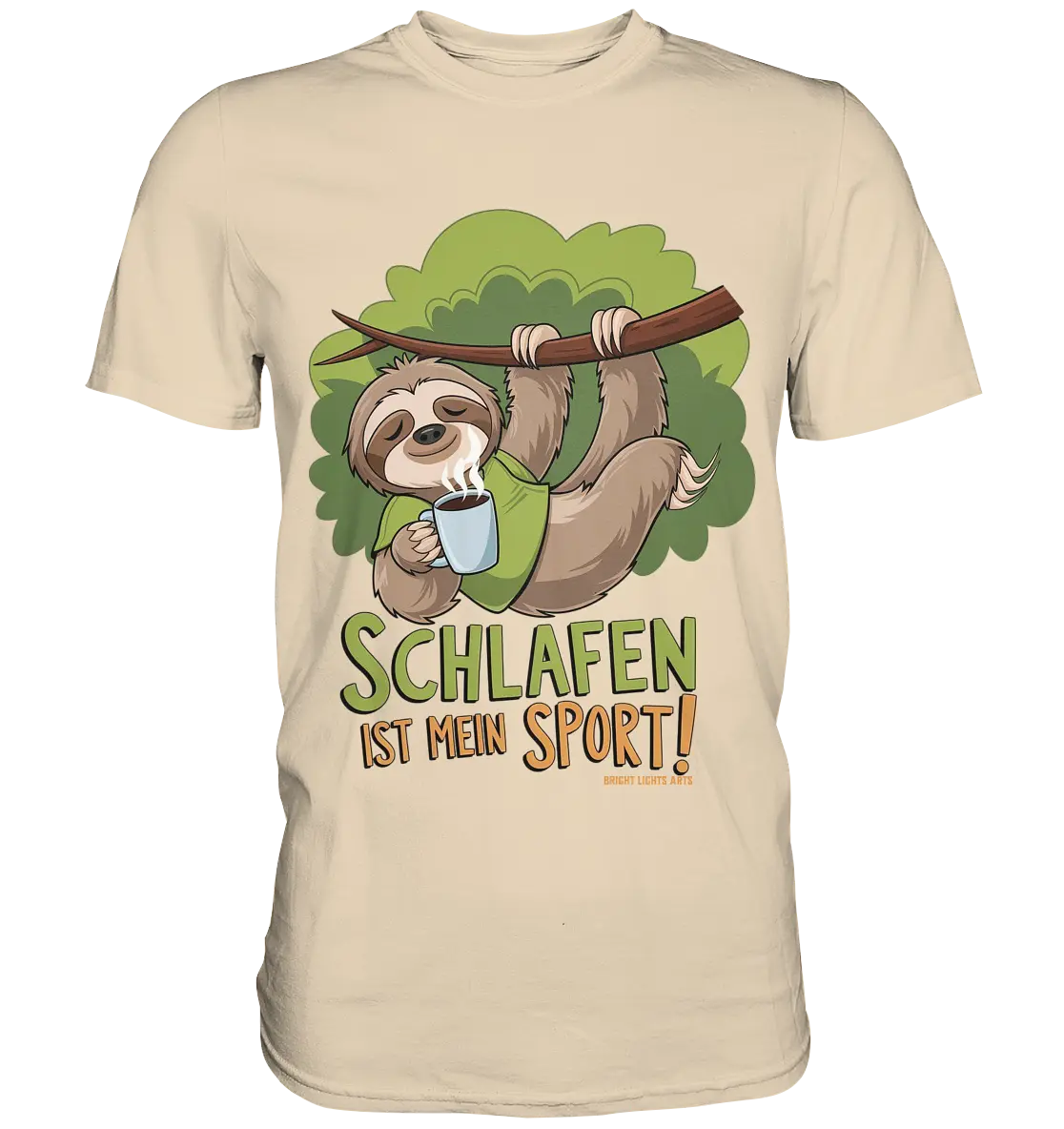 Schlafen ist mein Sport – Lustiges Faultier - Premium Shirt Bright Lights Arts