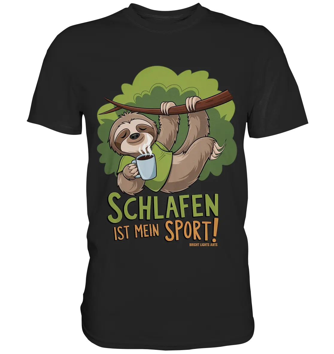 Schlafen ist mein Sport – Lustiges Faultier - Premium Shirt Bright Lights Arts
