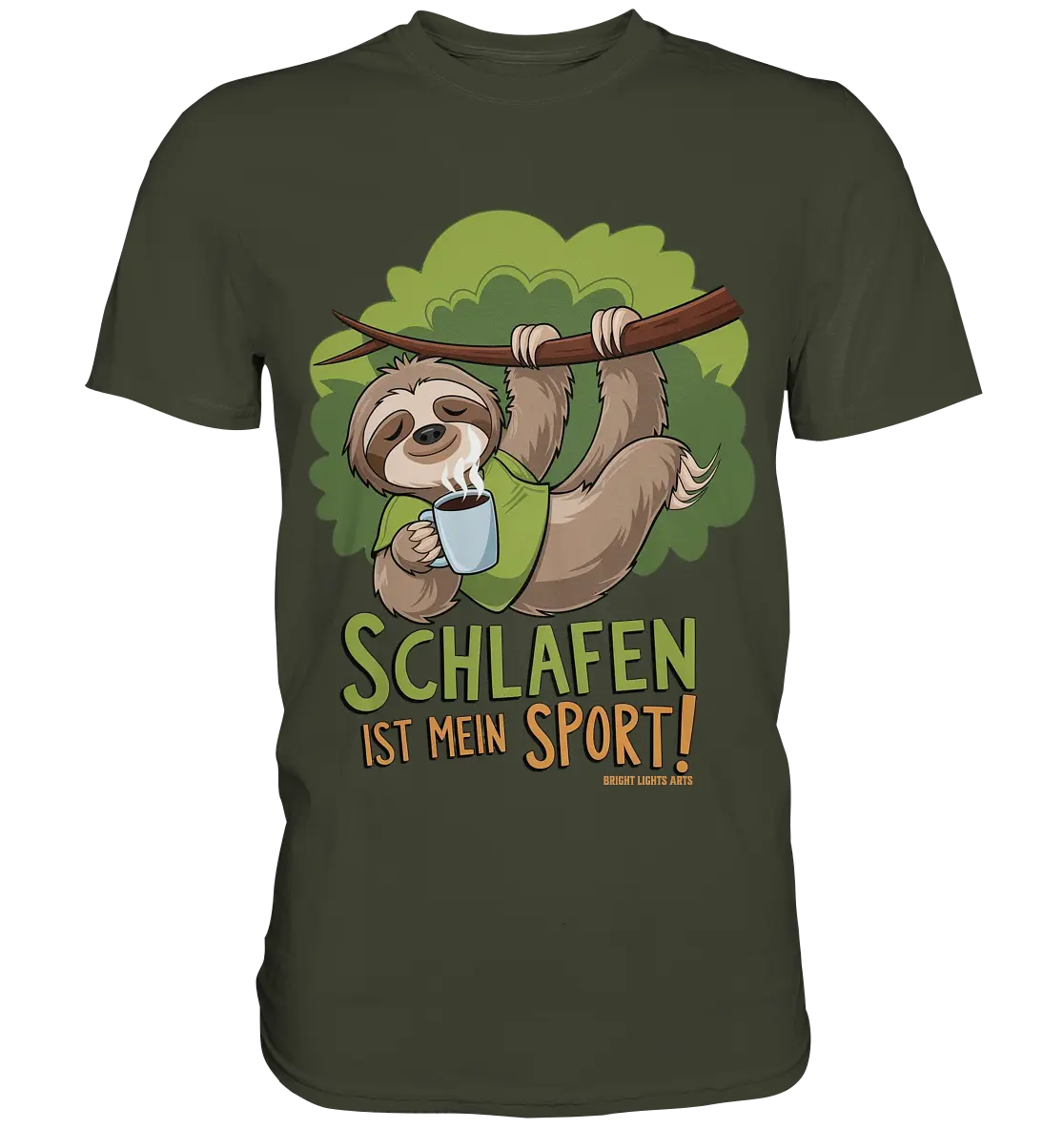 Schlafen ist mein Sport – Lustiges Faultier - Premium Shirt Bright Lights Arts