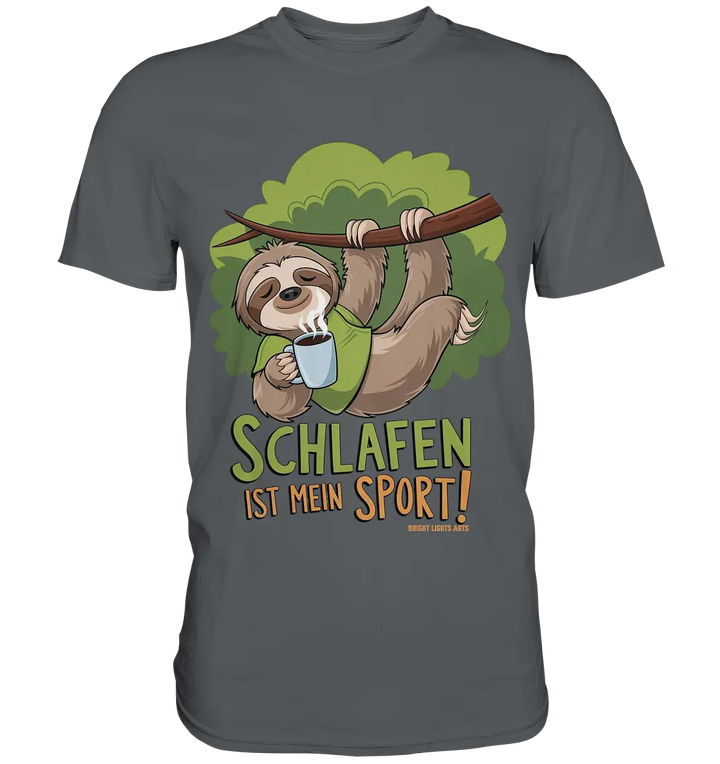 Schlafen ist mein Sport – Lustiges Faultier - Premium Shirt Bright Lights Arts