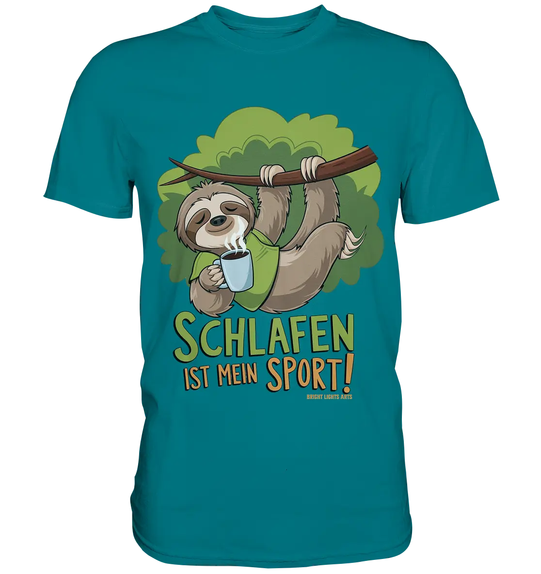 Schlafen ist mein Sport – Lustiges Faultier - Premium Shirt Bright Lights Arts