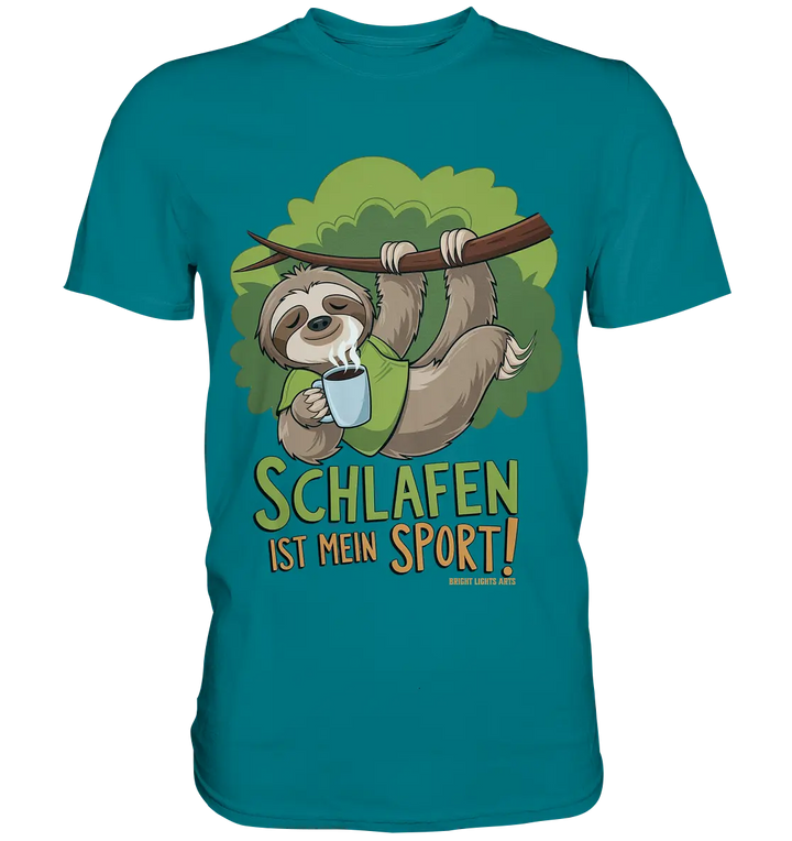 Schlafen ist mein Sport – Lustiges Faultier - Premium Shirt Bright Lights Arts