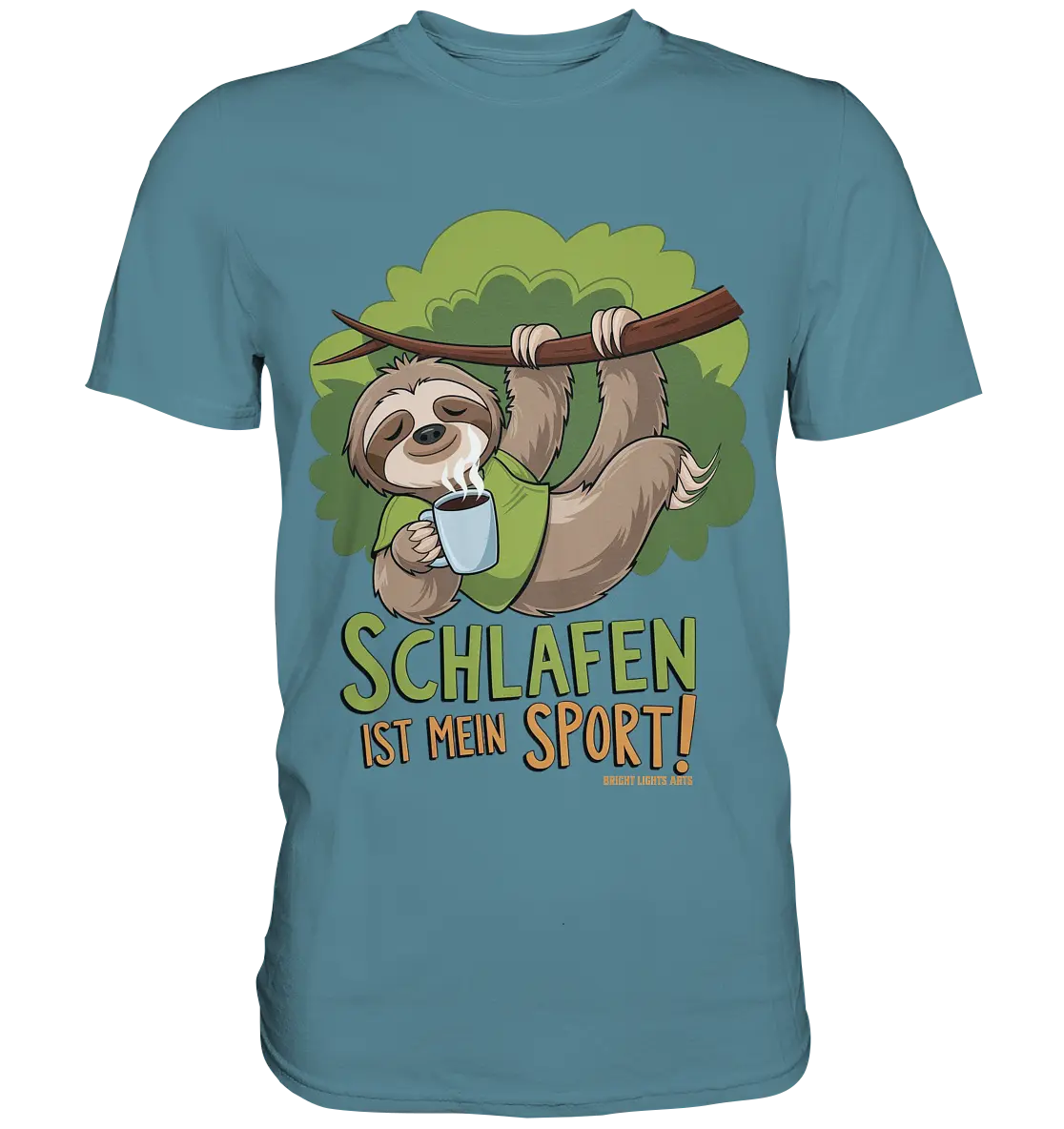 Schlafen ist mein Sport – Lustiges Faultier - Premium Shirt Bright Lights Arts