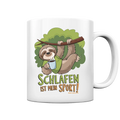 Schlafen ist mein Sport – Lustiges Faultier - Tasse glossy Bright Lights Arts