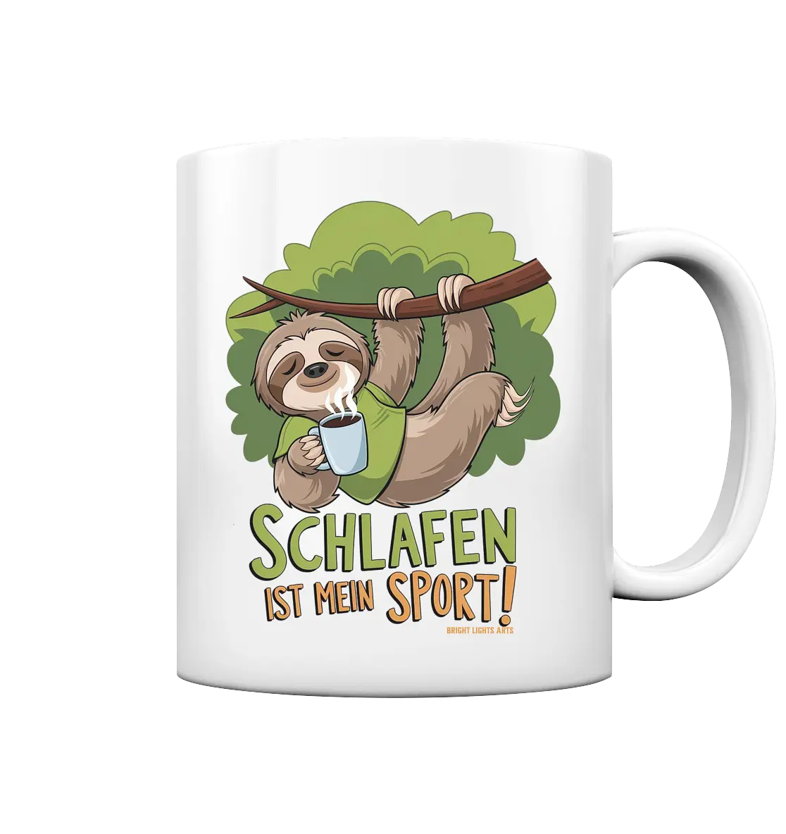 Schlafen ist mein Sport – Lustiges Faultier - Tasse glossy Bright Lights Arts
