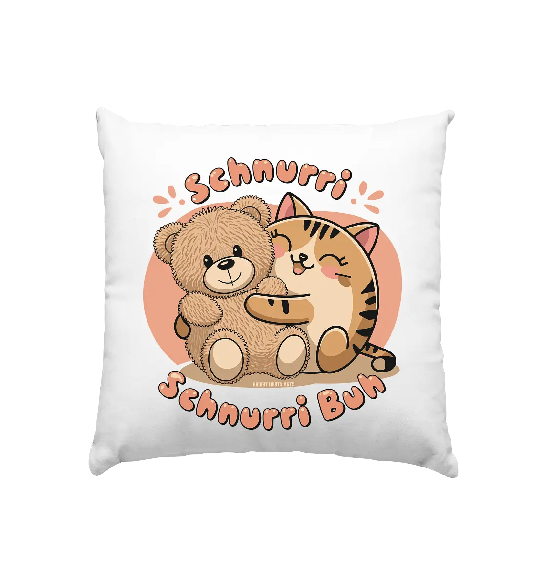 Schnurri Schnurri Buh - Niedliche Katze & Teddybär - Kissen 40x40cm Bright Lights Arts