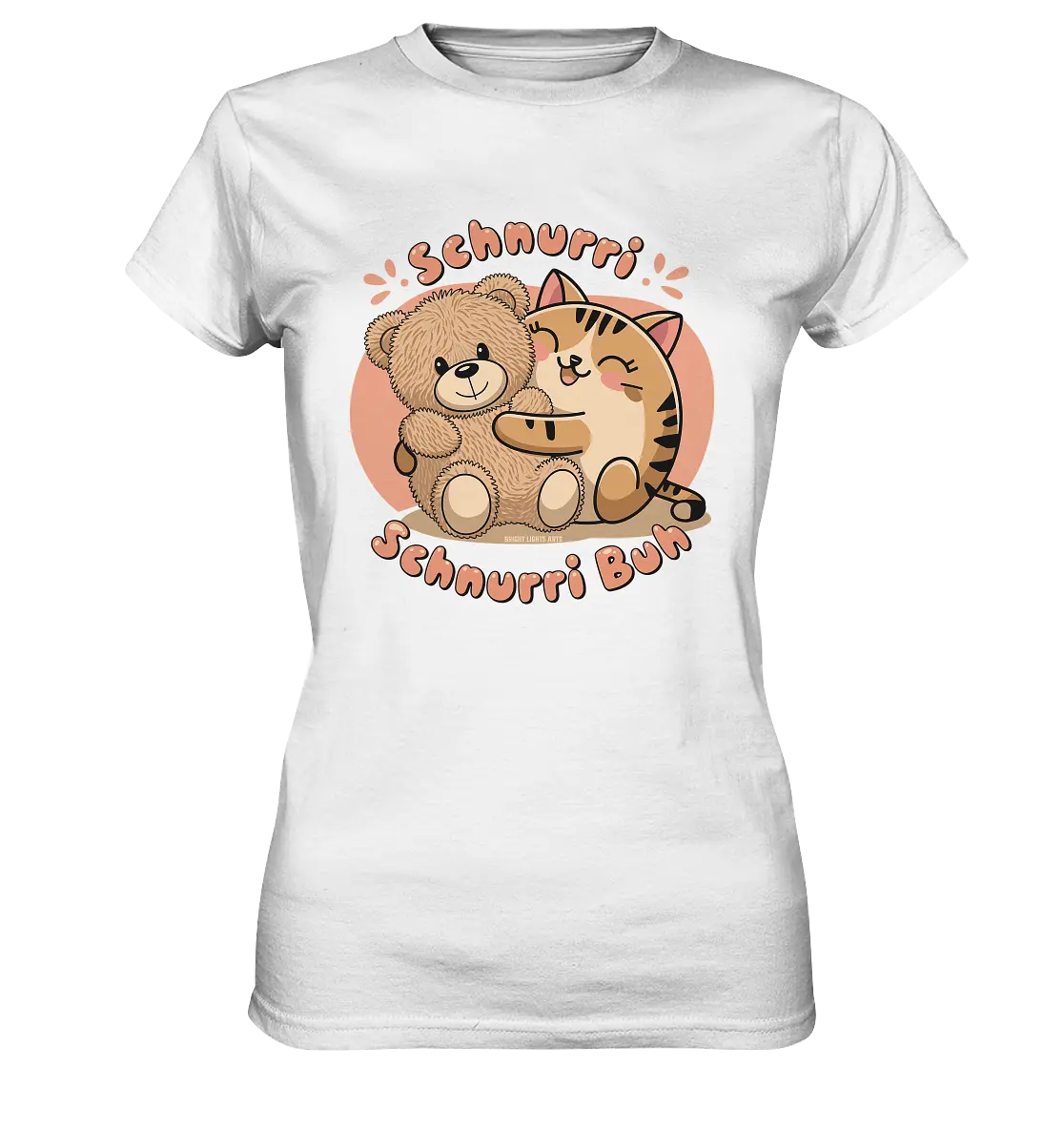 Schnurri Schnurri Buh - Niedliche Katze & Teddybär - Ladies Premium Shirt Bright Lights Arts