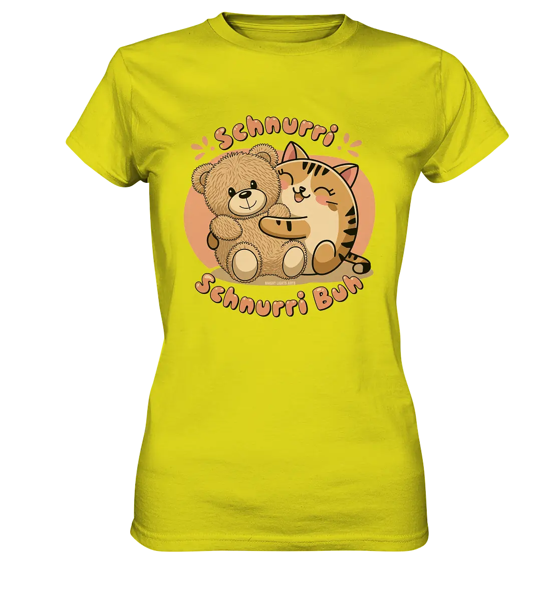 Schnurri Schnurri Buh - Niedliche Katze & Teddybär - Ladies Premium Shirt Bright Lights Arts