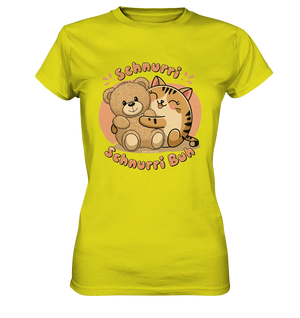 Schnurri Schnurri Buh - Niedliche Katze & Teddybär - Ladies Premium Shirt Bright Lights Arts