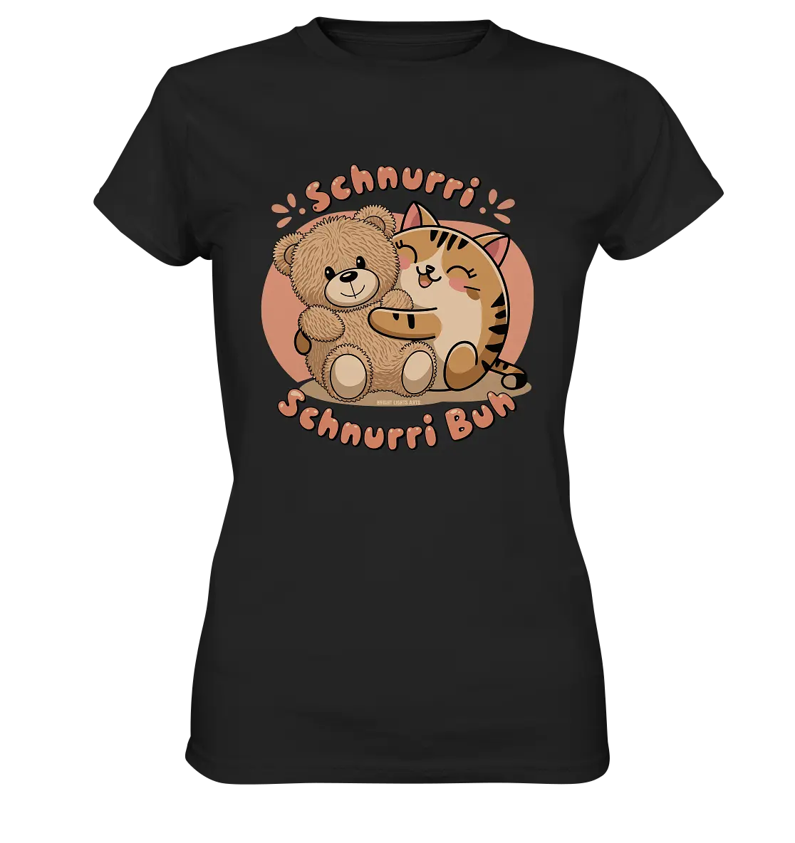 Schnurri Schnurri Buh - Niedliche Katze & Teddybär - Ladies Premium Shirt Bright Lights Arts