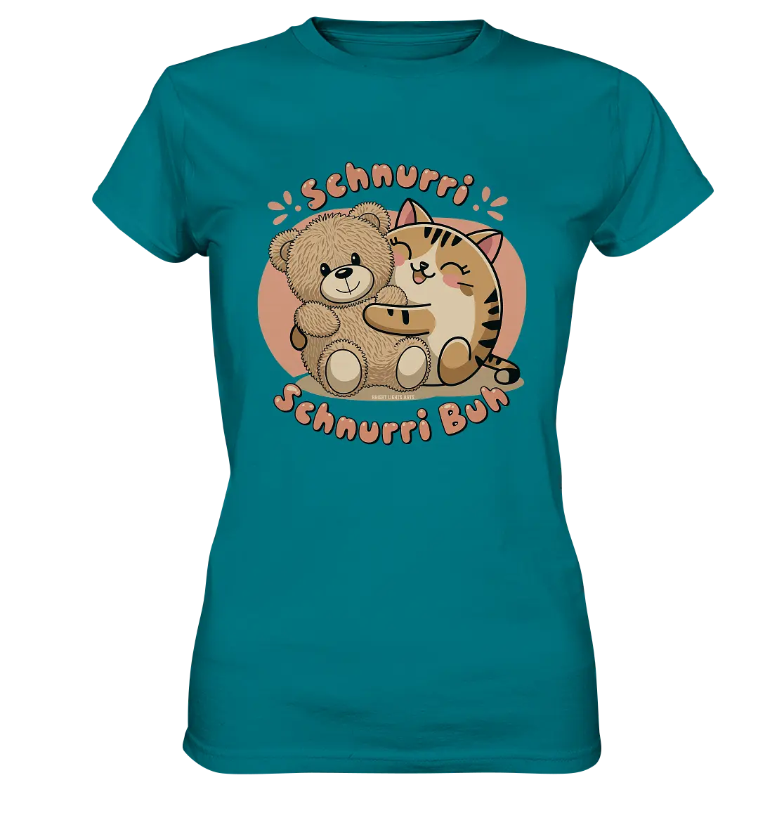 Schnurri Schnurri Buh - Niedliche Katze & Teddybär - Ladies Premium Shirt Bright Lights Arts