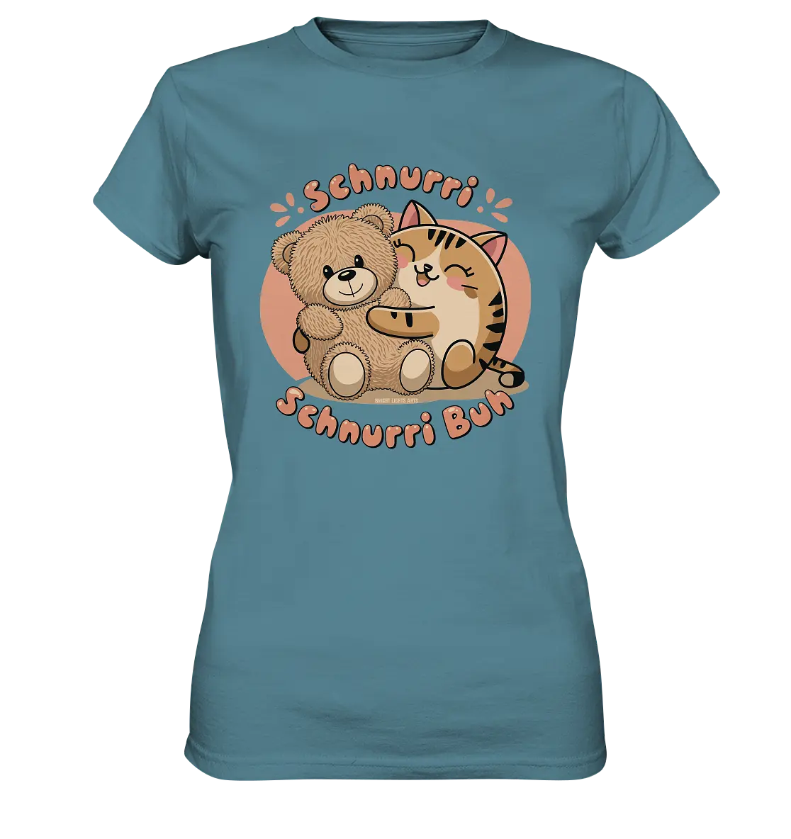 Schnurri Schnurri Buh - Niedliche Katze & Teddybär - Ladies Premium Shirt Bright Lights Arts