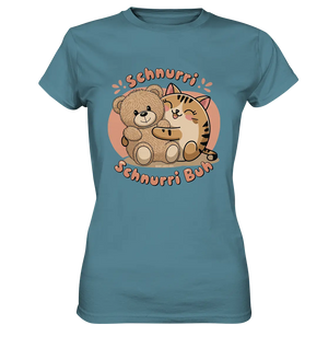 Schnurri Schnurri Buh - Niedliche Katze & Teddybär - Ladies Premium Shirt Bright Lights Arts