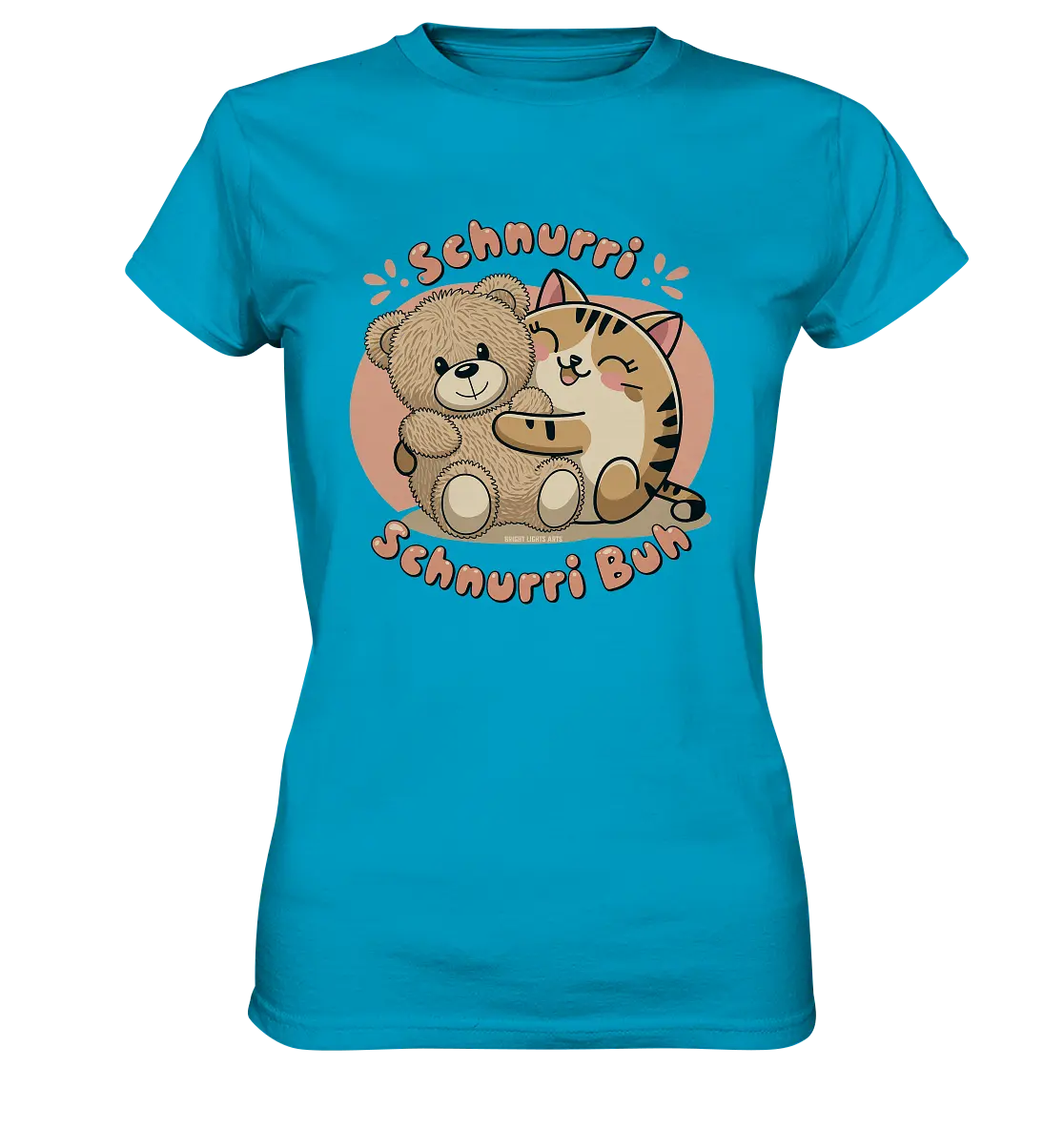 Schnurri Schnurri Buh - Niedliche Katze & Teddybär - Ladies Premium Shirt Bright Lights Arts