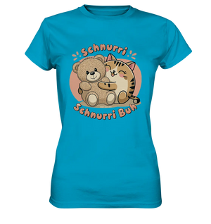 Schnurri Schnurri Buh - Niedliche Katze & Teddybär - Ladies Premium Shirt Bright Lights Arts
