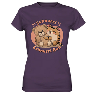 Schnurri Schnurri Buh - Niedliche Katze & Teddybär - Ladies Premium Shirt Bright Lights Arts