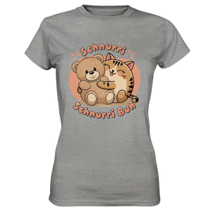 Schnurri Schnurri Buh - Niedliche Katze & Teddybär - Ladies Premium Shirt Bright Lights Arts