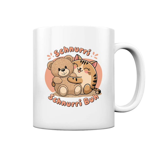 Schnurri Schnurri Buh - Niedliche Katze & Teddybär - Tasse glossy Bright Lights Arts