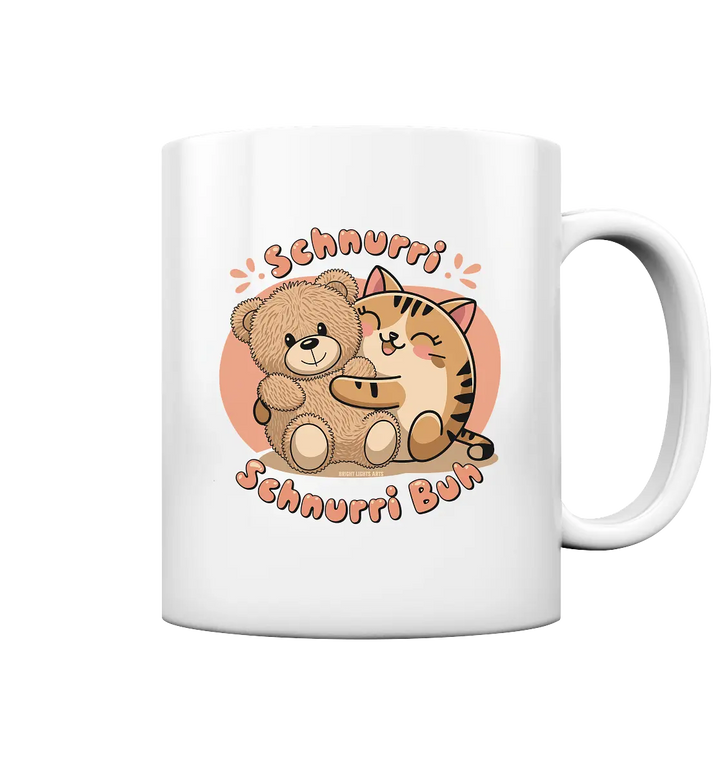 Schnurri Schnurri Buh - Niedliche Katze & Teddybär - Tasse glossy Bright Lights Arts