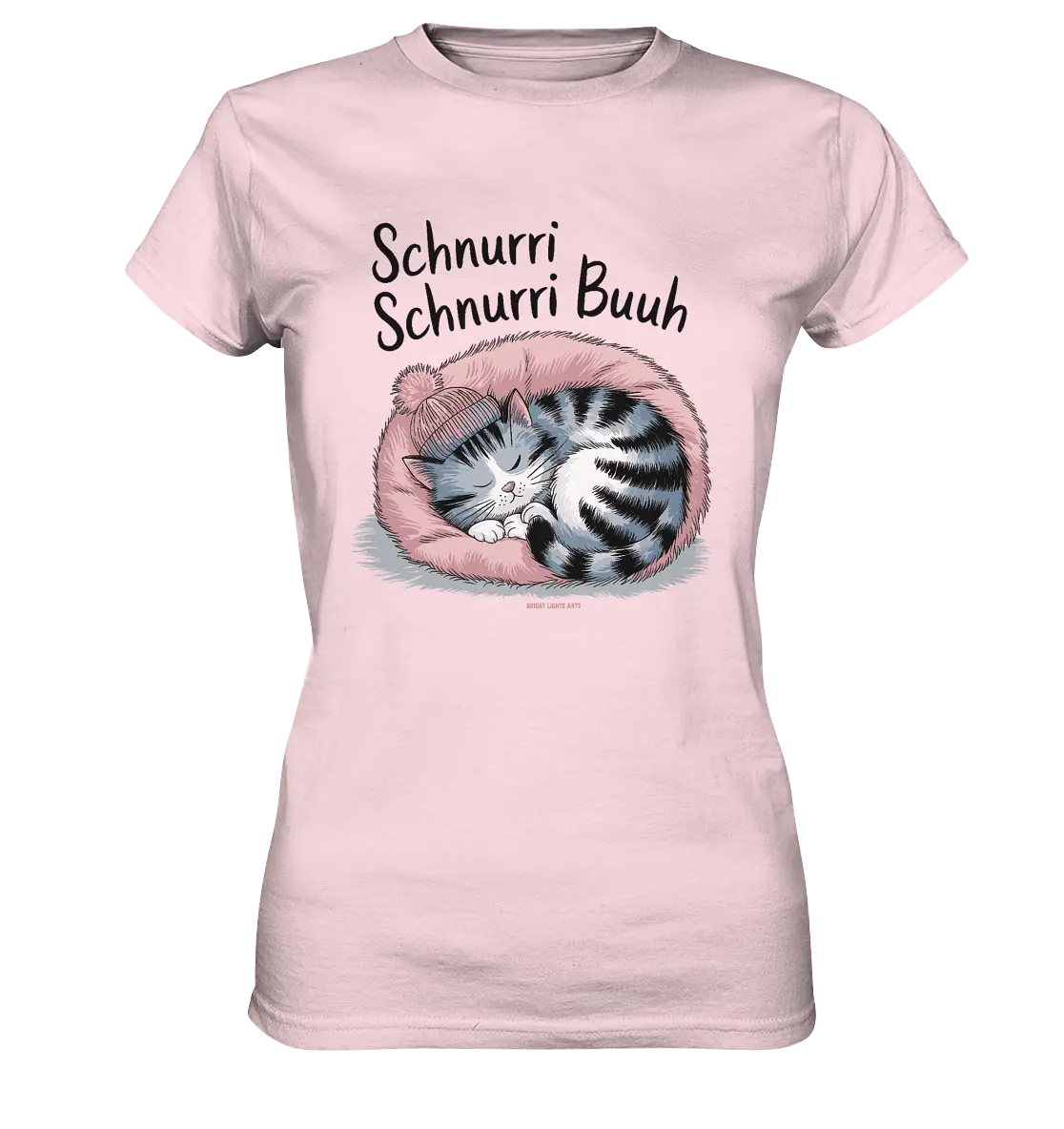 Schnurri Schnurri Buh - Schlafende Katze im rosa Bett - Ladies Premium Shirt Bright Lights Arts