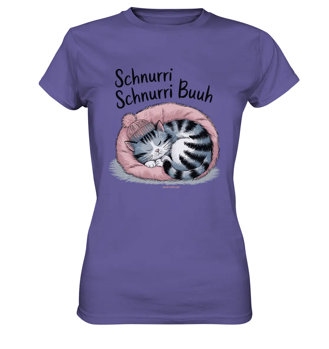 Schnurri Schnurri Buh - Schlafende Katze im rosa Bett - Ladies Premium Shirt Bright Lights Arts