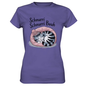 Schnurri Schnurri Buh - Schlafende Katze im rosa Bett - Ladies Premium Shirt Bright Lights Arts