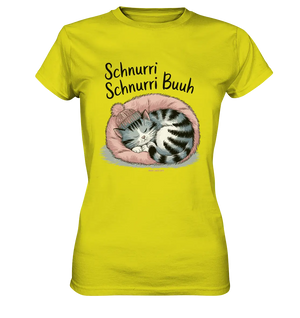 Schnurri Schnurri Buh - Schlafende Katze im rosa Bett - Ladies Premium Shirt Bright Lights Arts