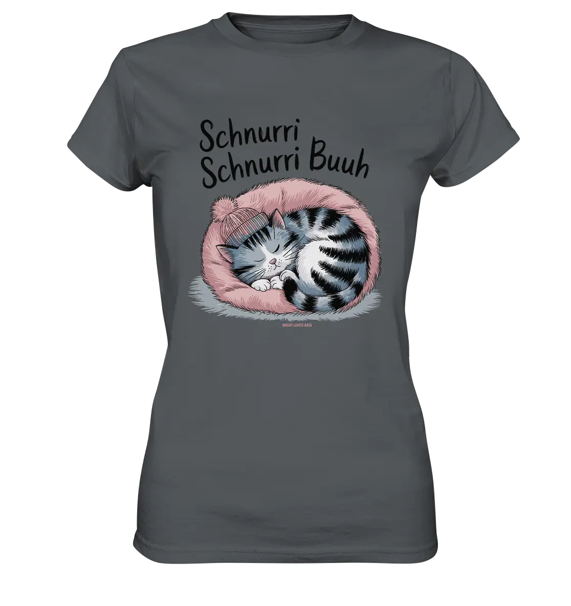 Schnurri Schnurri Buh - Schlafende Katze im rosa Bett - Ladies Premium Shirt Bright Lights Arts