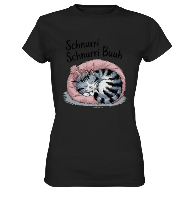 Schnurri Schnurri Buh - Schlafende Katze im rosa Bett - Ladies Premium Shirt Bright Lights Arts