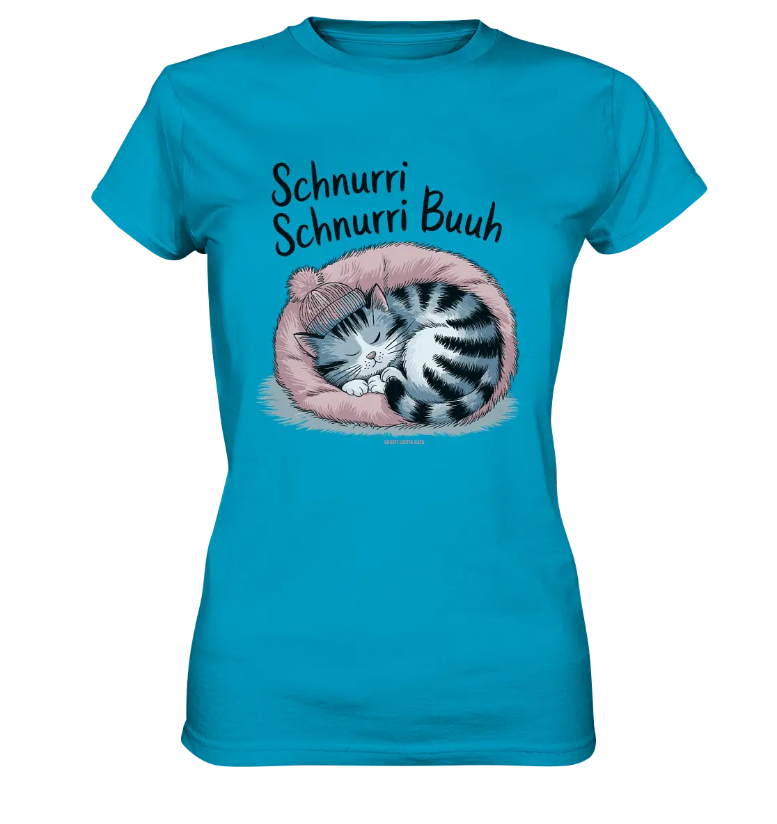 Schnurri Schnurri Buh - Schlafende Katze im rosa Bett - Ladies Premium Shirt Bright Lights Arts