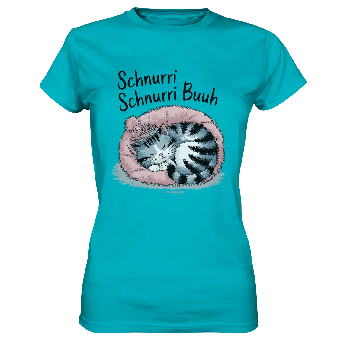 Schnurri Schnurri Buh - Schlafende Katze im rosa Bett - Ladies Premium Shirt Bright Lights Arts