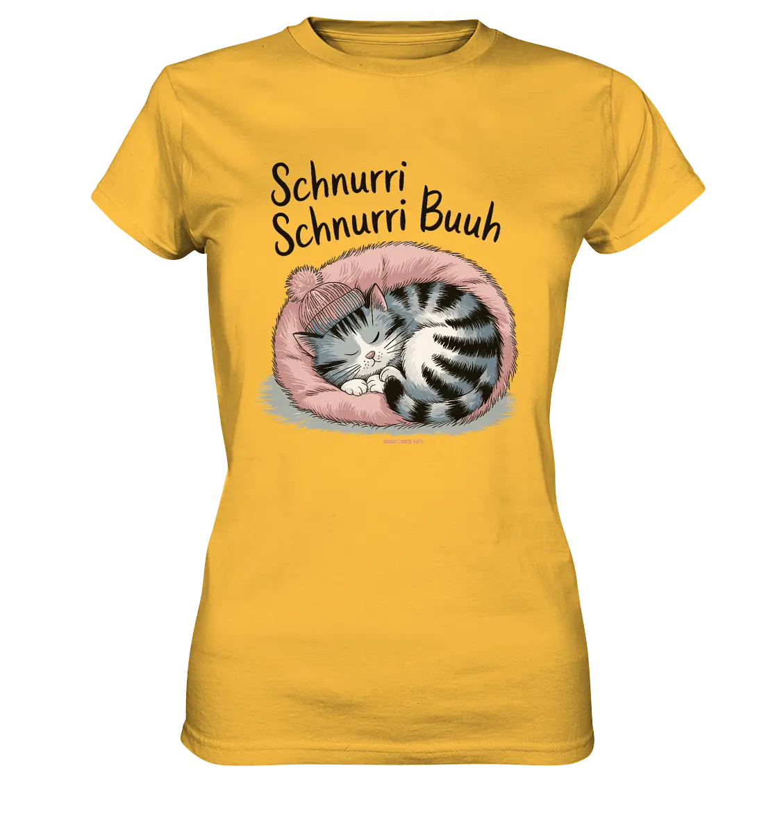 Schnurri Schnurri Buh - Schlafende Katze im rosa Bett - Ladies Premium Shirt Bright Lights Arts