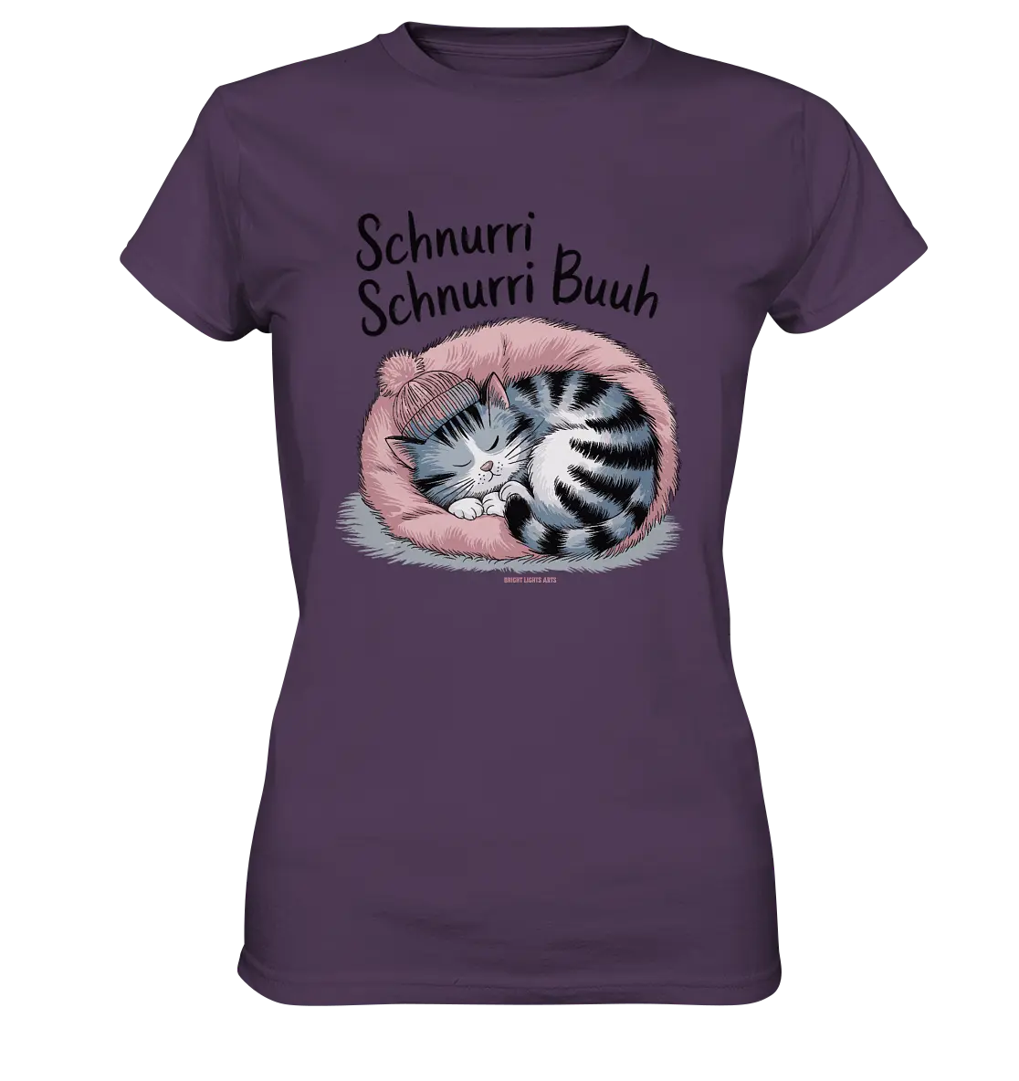 Schnurri Schnurri Buh - Schlafende Katze im rosa Bett - Ladies Premium Shirt Bright Lights Arts